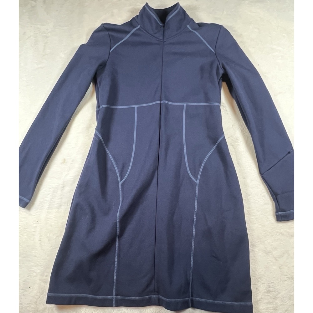 Athleta Womens A Line Dress Blue Stretch Half Zip Long Sleeve Stitching SP